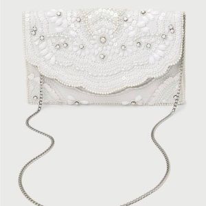 Lulus Luminous Love White Sequin Beaded Scalloped Clutch